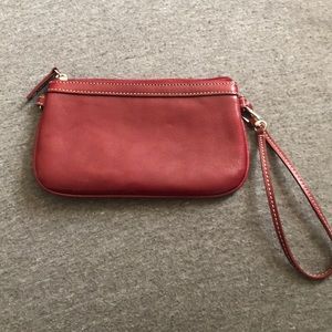 Nordstrom brand red leather wristlet purse